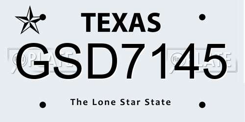GSD7145 Texas License Plate