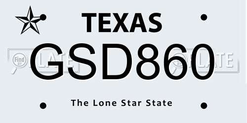GSD860 Texas License Plate