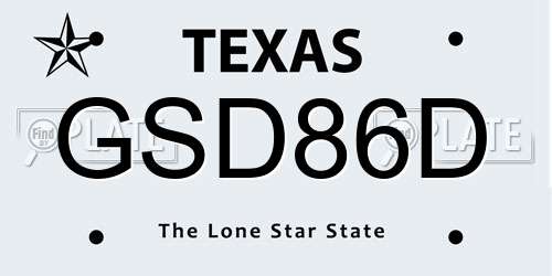 GSD86D Texas License Plate