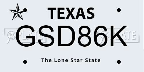 GSD86K Texas License Plate