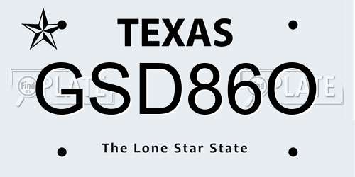 GSD86O Texas License Plate
