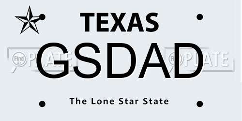 GSDAD Texas License Plate