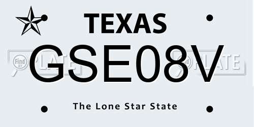 GSE08V Texas License Plate