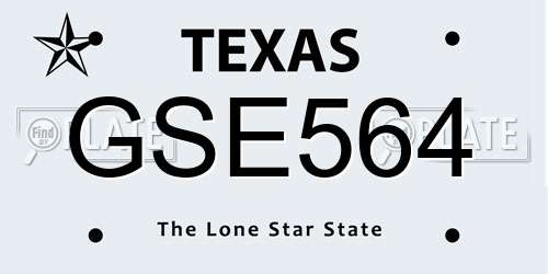 GSE564 Texas License Plate