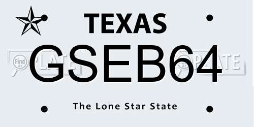 GSEB64 Texas License Plate