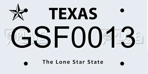 GSF0013 Texas License Plate