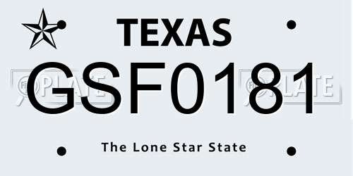 GSF0181 Texas License Plate