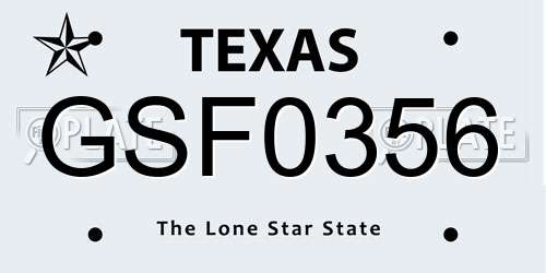 GSF0356 Texas License Plate