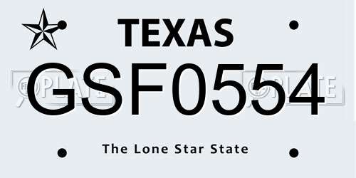 GSF0554 Texas License Plate