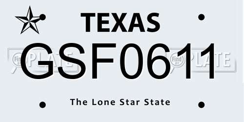 GSF0611 Texas License Plate