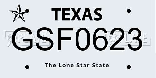 GSF0623 Texas License Plate