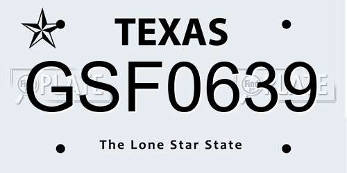 GSF0639 Texas License Plate