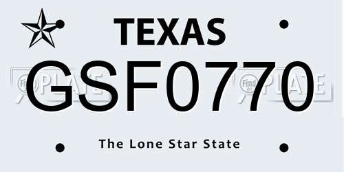 GSF0770 Texas License Plate