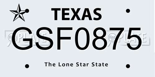 GSF0875 Texas License Plate