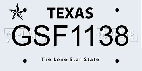 GSF1138 Texas License Plate