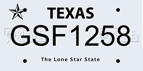 GSF1258 Texas License Plate
