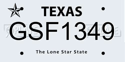 GSF1349 Texas License Plate