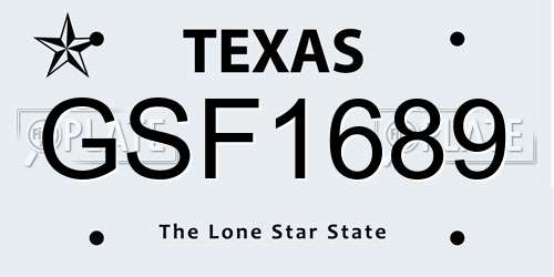 GSF1689 Texas License Plate