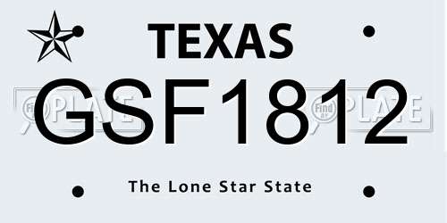 GSF1812 Texas License Plate