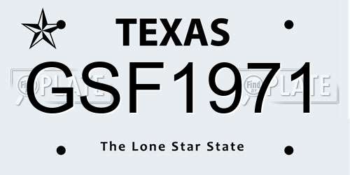 GSF1971 Texas License Plate