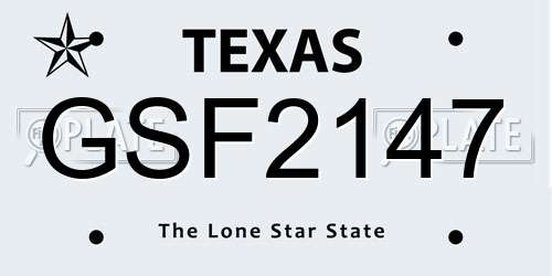 GSF2147 Texas License Plate