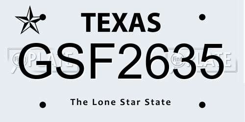 GSF2635 Texas License Plate