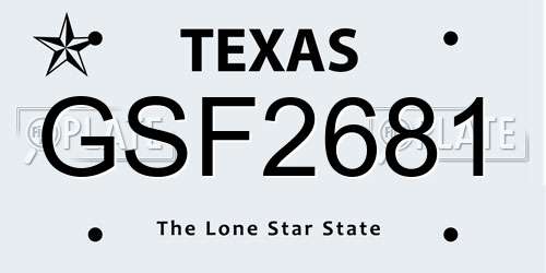 GSF2681 Texas License Plate
