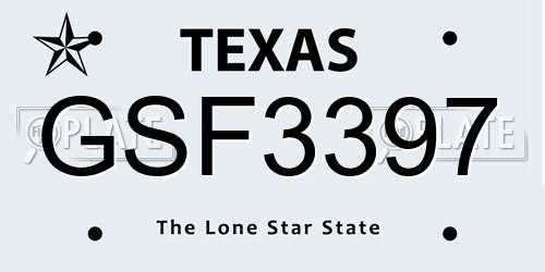 GSF3397 Texas License Plate