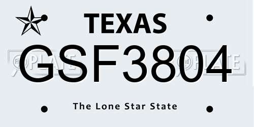 GSF3804 Texas License Plate