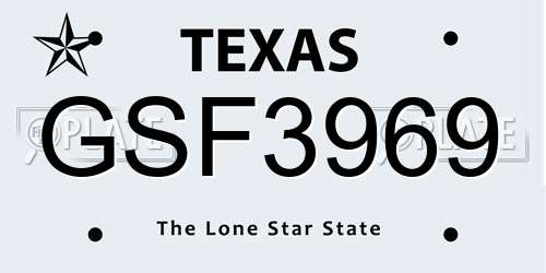 GSF3969 Texas License Plate