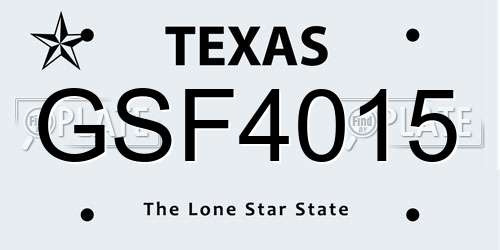GSF4015 Texas License Plate