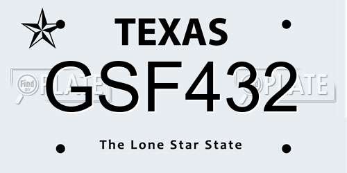 GSF432 Texas License Plate