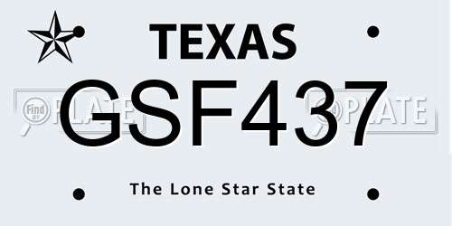 GSF437 Texas License Plate