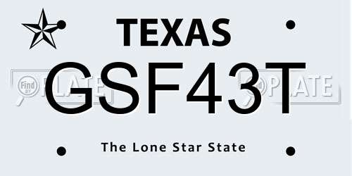 GSF43T Texas License Plate