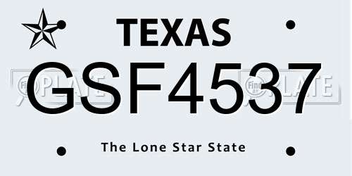 GSF4537 Texas License Plate