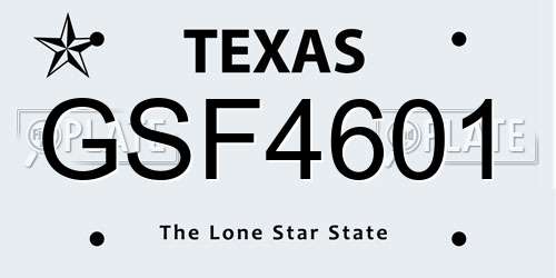 GSF4601 Texas License Plate