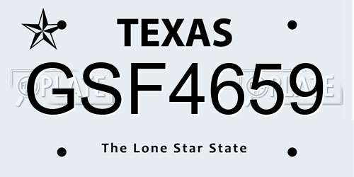 GSF4659 Texas License Plate