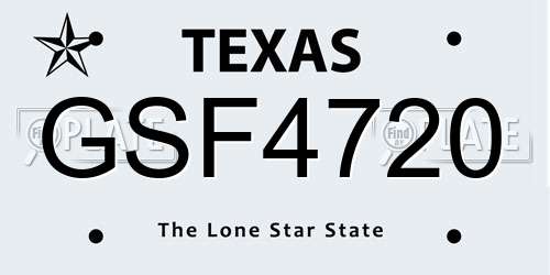 GSF4720 Texas License Plate