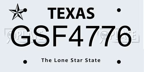 GSF4776 Texas License Plate