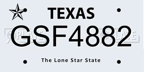 GSF4882 Texas License Plate