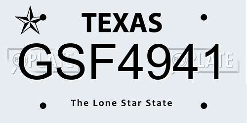 GSF4941 Texas License Plate