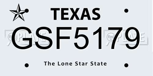 GSF5179 Texas License Plate
