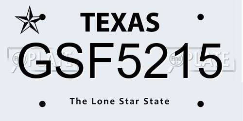 GSF5215 Texas License Plate