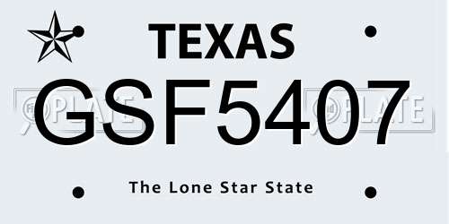 GSF5407 Texas License Plate