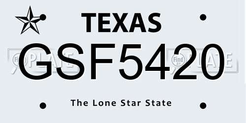 GSF5420 Texas License Plate