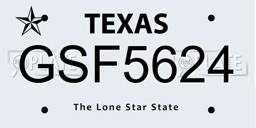 GSF5624 Texas License Plate