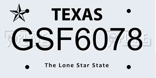 GSF6078 Texas License Plate