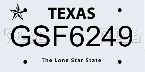 GSF6249 Texas License Plate