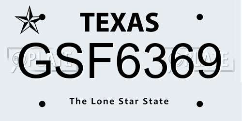 GSF6369 Texas License Plate
