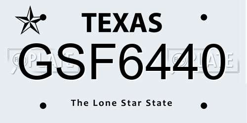 GSF6440 Texas License Plate
